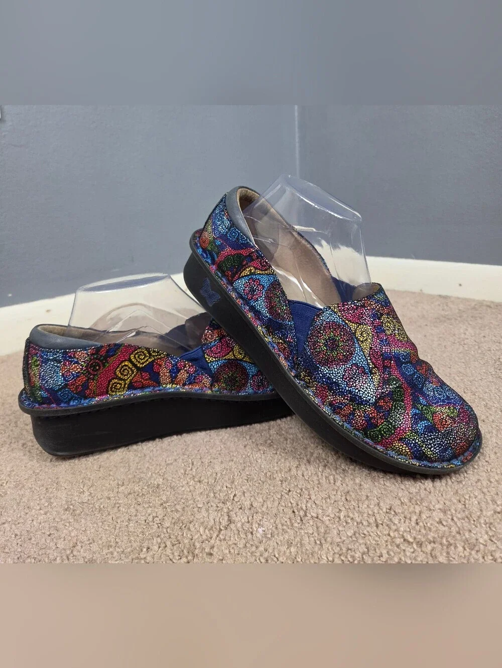 Alegria Blue Multicolor Mosaic Slip-On Loafers